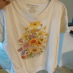 White Floral Graphic Tee